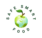 Safe Smart Food Logo (Apfel, der wie die Erdkugel aussieht mit Schriftzug rundherum)