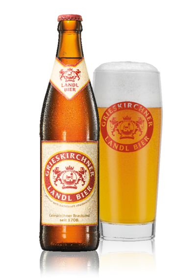 Bierflasche und volles Bierglas © Brauerei Grieskirchen 